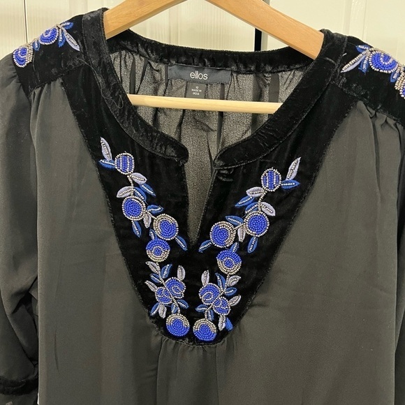 Ellos Embellished Black Top Size 12 New With Tags - Picture 2 of 12